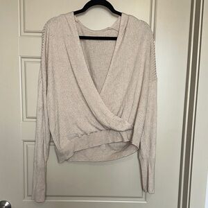 Leith Cream Ribbed Knit Sweater